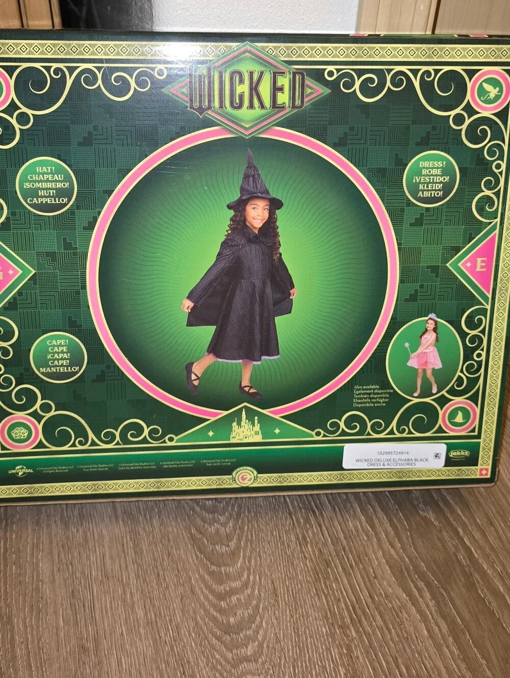 Universal's Wicked Deluxe Elphaba Black Dress & Accessories Girl Child Costume